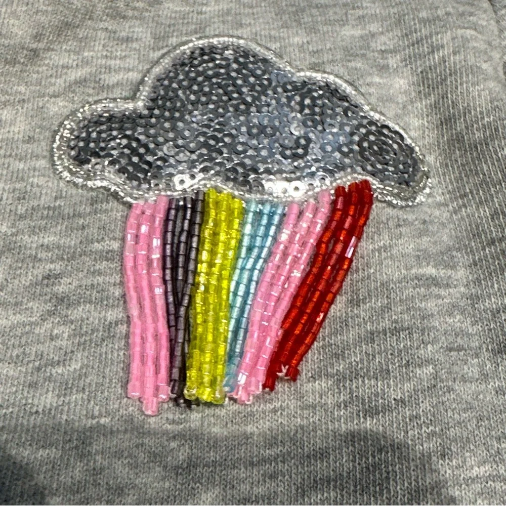 Kate Spade Rain or Shine Short Sleeve Pullover Sweatshirt with Beads Small